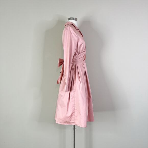 Gal Meets Glam | Elisabetta Pink Bow Wrap Retro Fit Flare 3/4 Sleeve Dress 4 - Picture 5 of 10